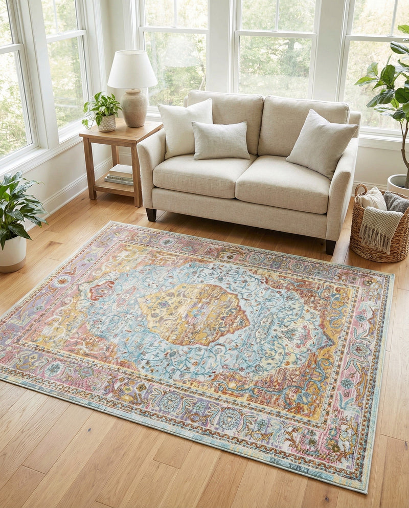 Caribbean Breeze Collection Area Rug -  Vieques Rectangle Light Blue  lifestyle 30