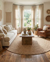 Highland Woven Jute Collection Area Rug - Glenmore (Light Brown) Round Light Brown  lifestyle 52