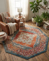 Savannah Soiree Collection Area Rug - Serengeti (Rust Red) Octagon Rust Red  lifestyle 55