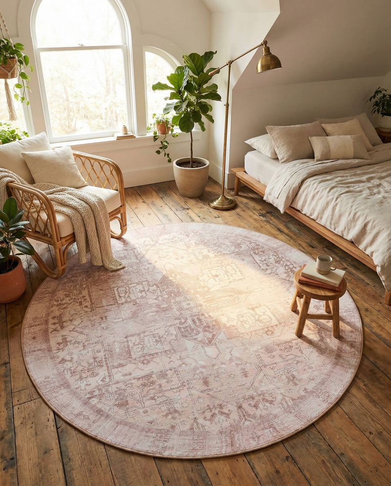 Heritage Elegance Collection Area Rug -  Windsor (Beige) Round Beige  lifestyle 47