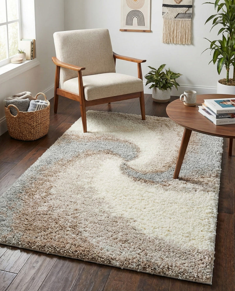 Cozy Haven Shag Collection Area Rug -  Oasis Rectangle Khaki  lifestyle 48