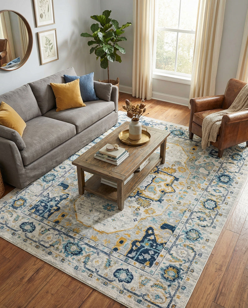 Parisian Elegance Collection Area Rug - Versailles (Gray) Rectangle Gray  lifestyle 19