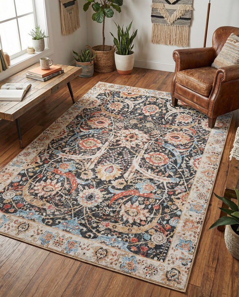 Heritage Elegance Collection Area Rug -  Topkapi Rectangle Black  lifestyle 42