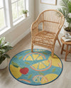 Coastal Terrace Collection Area Rug -  Cove Round Blue  lifestyle 62