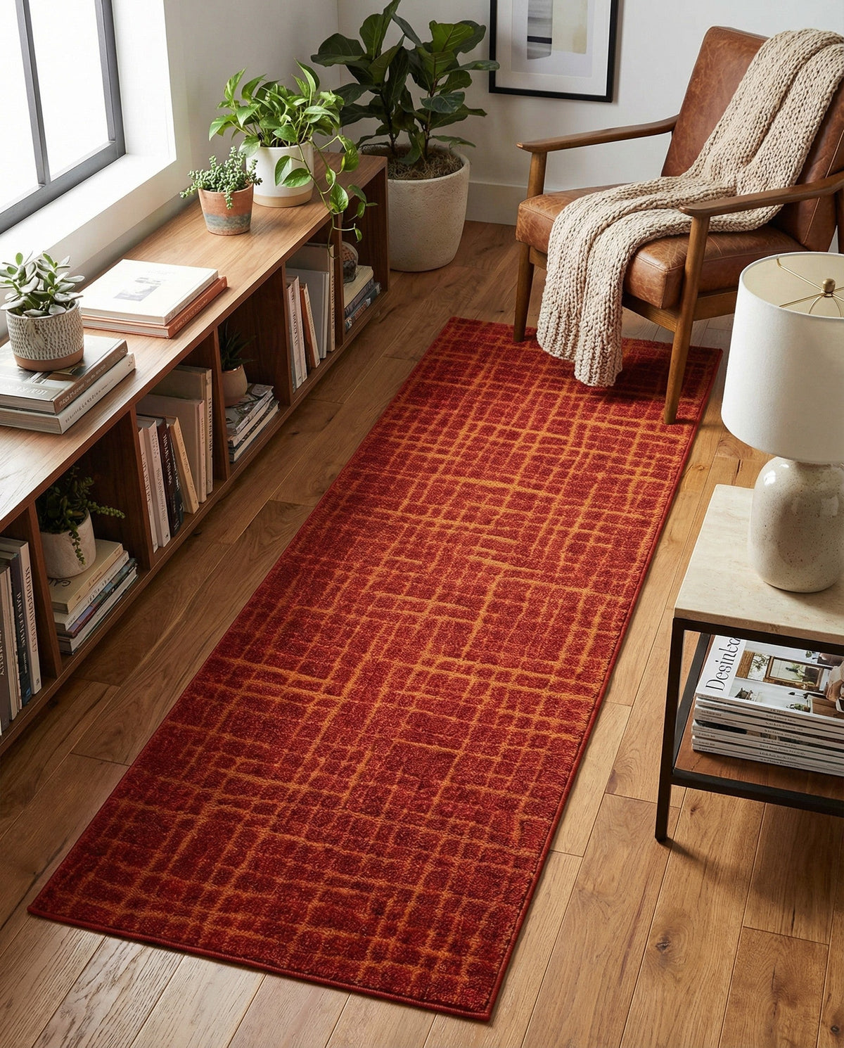 Haven Tapestry Collection Area Rug - WhisperingFalls Runner Burnt Sienna  lifestyle 124