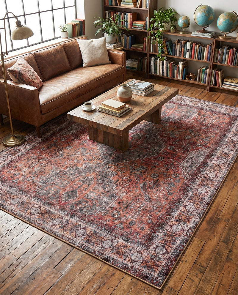 Heritage Elegance Collection Area Rug -  Uffizi Rectangle Rust Red  lifestyle 5