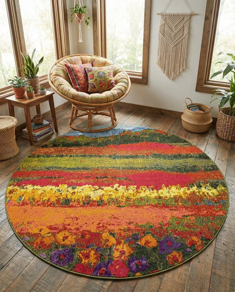 Marrakesh Elegance Collection Area Rug -  Taliouine Round Multi  lifestyle 56