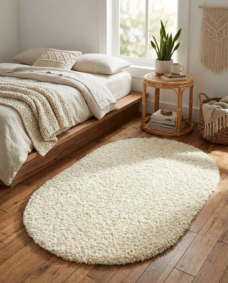 Plush Oasis Collection Area Rug - Serenity (Pure Ivory) Oval Pure Ivory  lifestyle 85