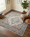Seville Stripes Collection Area Rug - Cadiz (Blue) Square Blue  lifestyle 64
