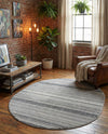 Jewel Oasis Collection Area Rug - Sapphire (Gray) Oval Gray  lifestyle 46