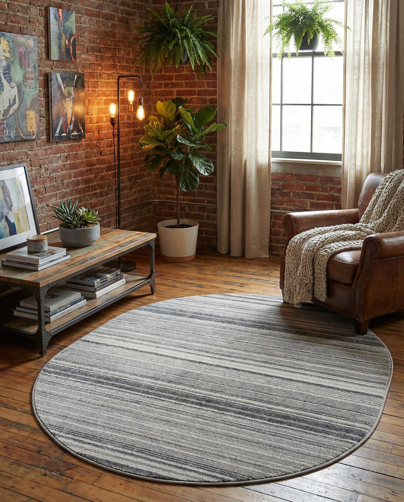 Jewel Oasis Collection Area Rug - Sapphire (Gray) Oval Gray  lifestyle 46