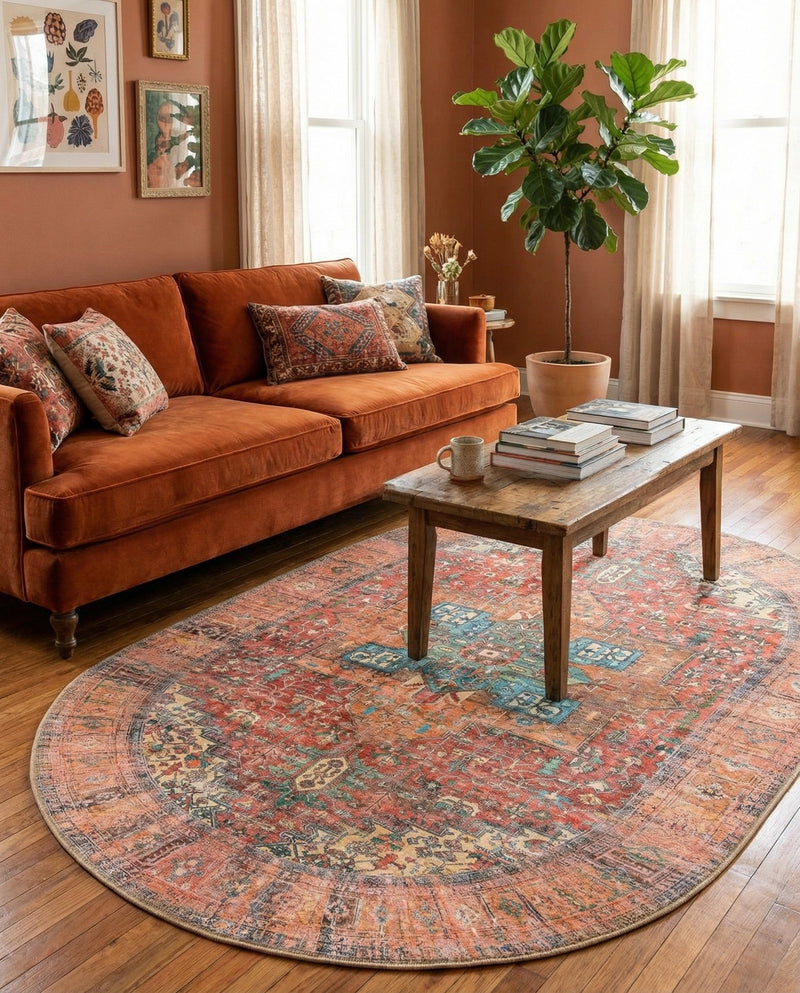 Heritage Elegance Collection Area Rug -  Windsor (Rust Red) Oval Rust Red  lifestyle 89