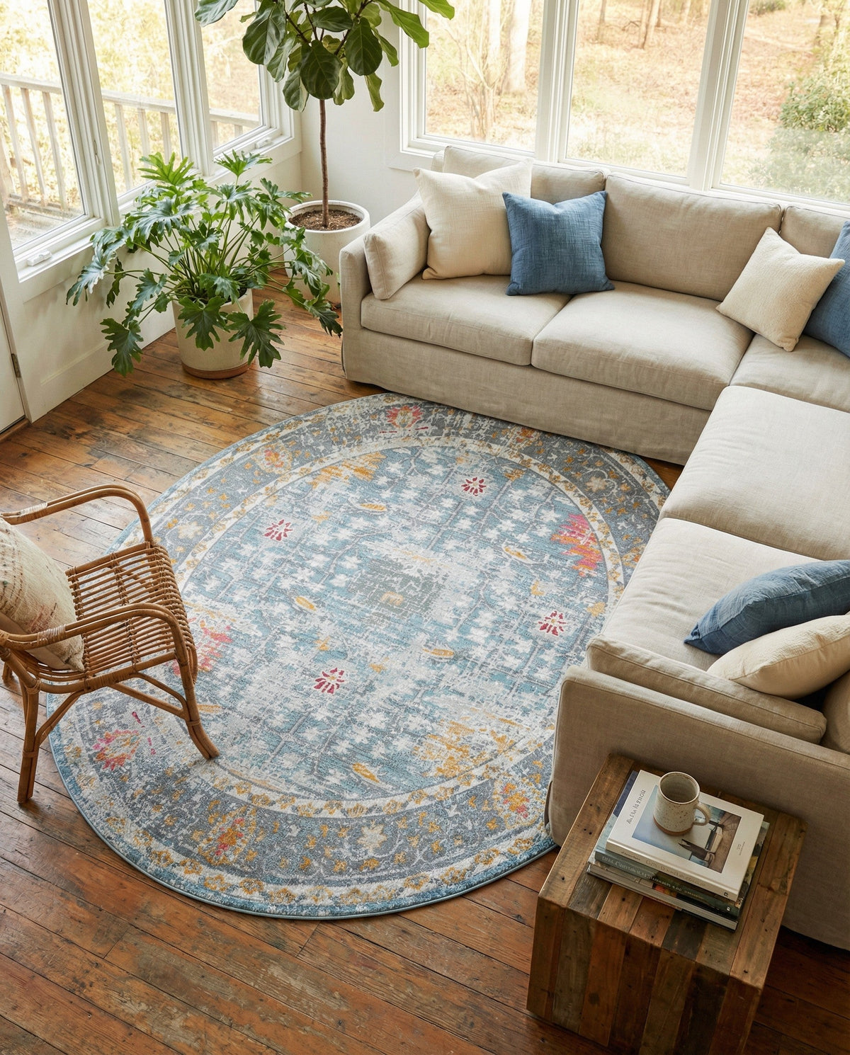 Arcadia Rugs Collection Area Rug -  Olympus Oval Blue  lifestyle 143