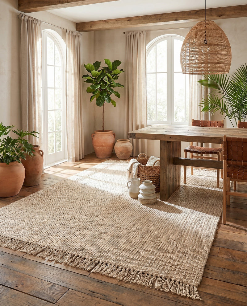 Savannah Jute Collection Area Rug - Seashore Rectangle Ivory  lifestyle 51