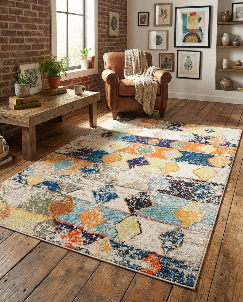 Colorburst Oasis Collection Area Rug -  Marina Rectangle Ivory  lifestyle 7