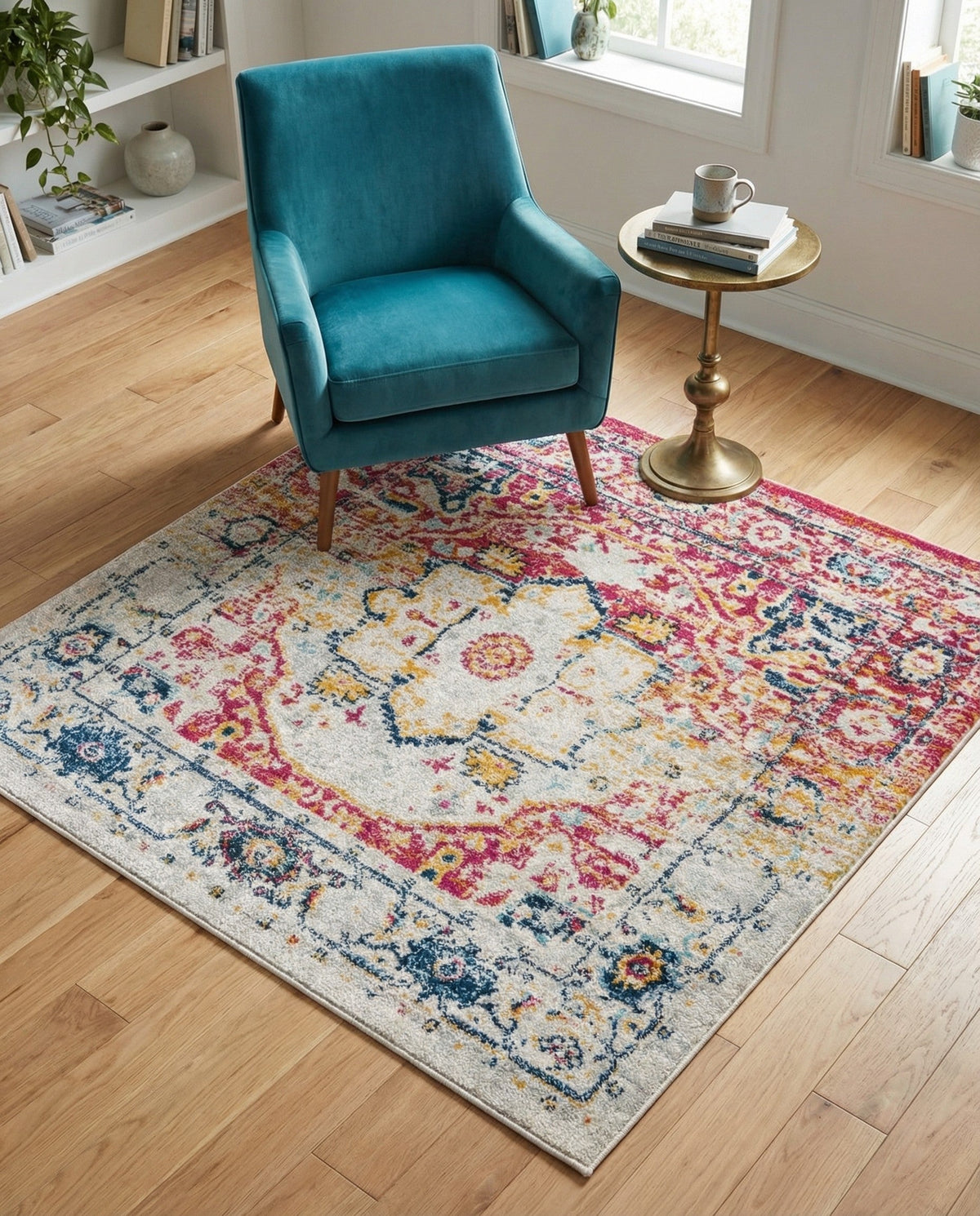 Parisian Elegance Collection Area Rug - Versailles (Pink Gray) Square Pink Gray  lifestyle 88