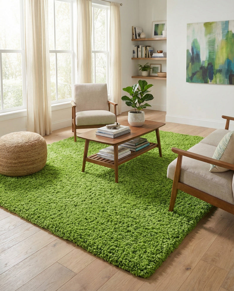 Plush Oasis Collection Area Rug - Serenity (Grass Green) Rectangle Grass Green  lifestyle 26