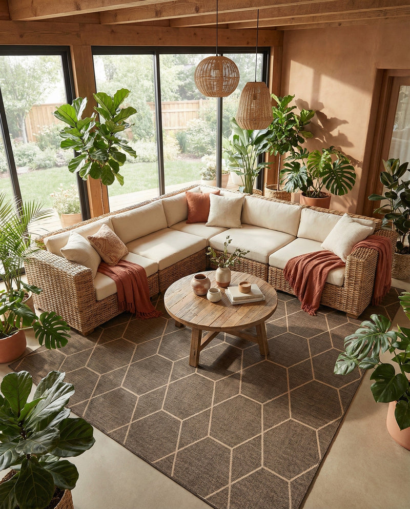 Sahara Sands Collection Area Rug -  Faiyum Rectangle Brown  lifestyle 18