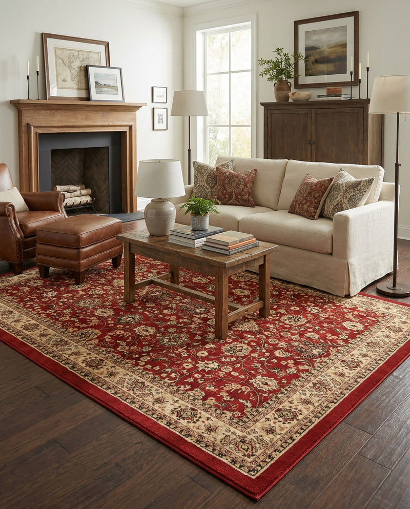 Isfahan Elegance Collection Area Rug - Naghsh-e Jahan (Burgundy) Rectangle Burgundy  lifestyle 33