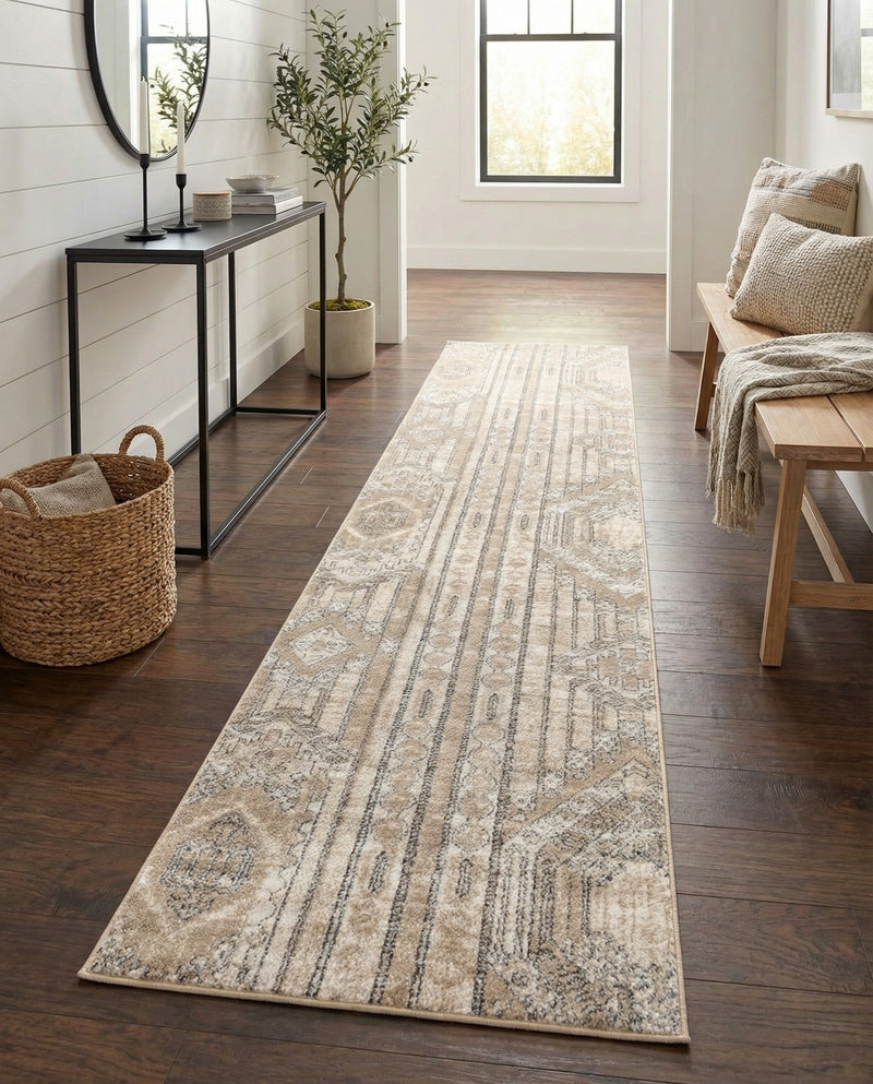 Cascade Range Collection Area Rug - Hood (Ivory) Runner Ivory  lifestyle 86