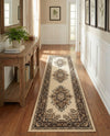 Tabriz Tapestry Collection Area Rug - Azerbaijan (Ivory) Runner Ivory  lifestyle 38