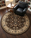 Isfahan Elegance Collection Area Rug - Naghsh-e Jahan (Brown) Round Brown  lifestyle 45