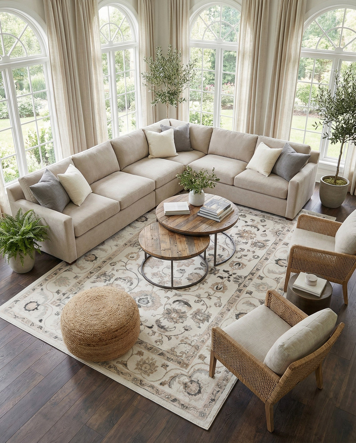Adriana Terrace Collection Area Rug -  Positano (Ivory) Rectangle Ivory  lifestyle 12