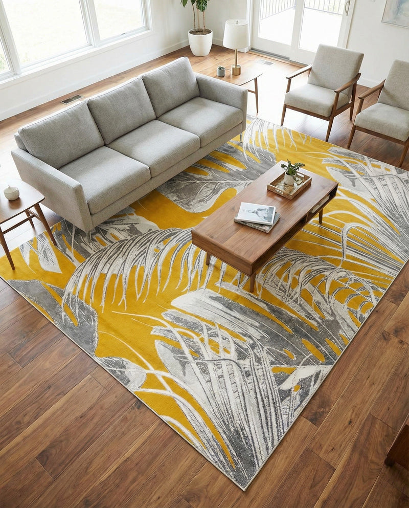 Meadow Breeze Collection Area Rug -  Clover Rectangle Yellow  lifestyle 24