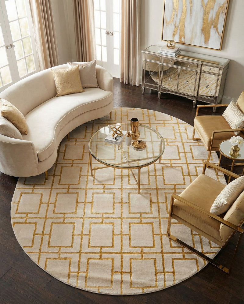 Hollywood Luxe Collection Area Rug -  Beverly (White Gold) Oval White Gold  lifestyle 58