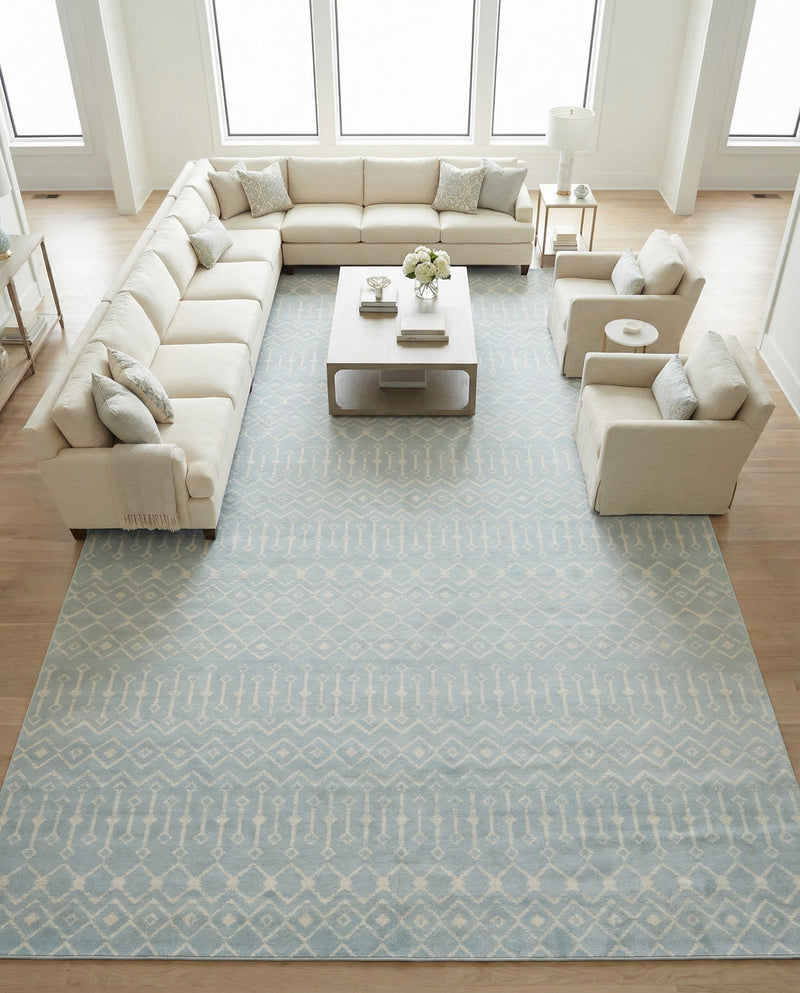 Marrakech Lattice Collection Area Rug - Medina (Light Blue) Rectangle Light Blue  lifestyle 5