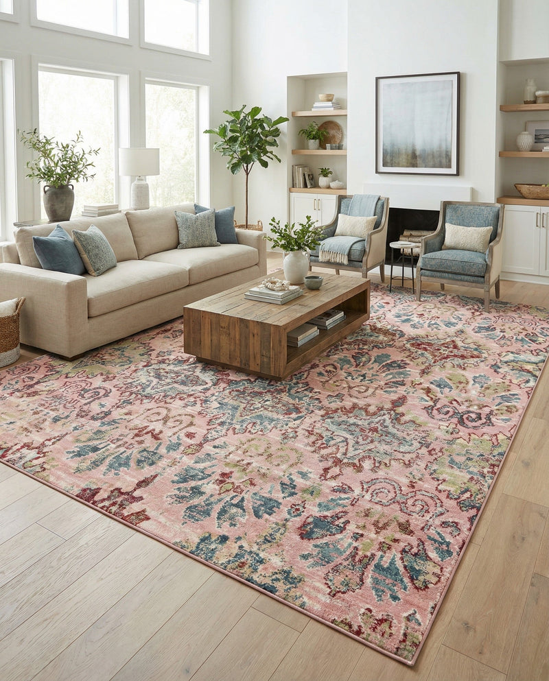 Savannah Elegance Collection Area Rug -  Forsyth Rectangle Pink  lifestyle 7