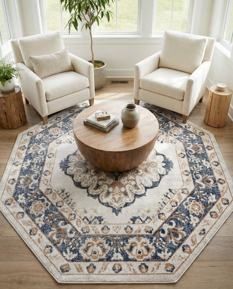 Cambridge Classics Collection Area Rug -  Magdalene (Cream) Octagon Cream  lifestyle 78
