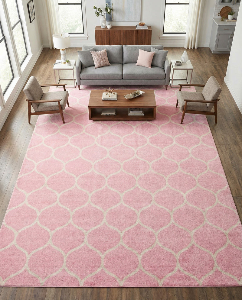Trellis Mosaic Collection Area Rug -  Pergolatown (Light Pink) Rectangle Light Pink  lifestyle 17
