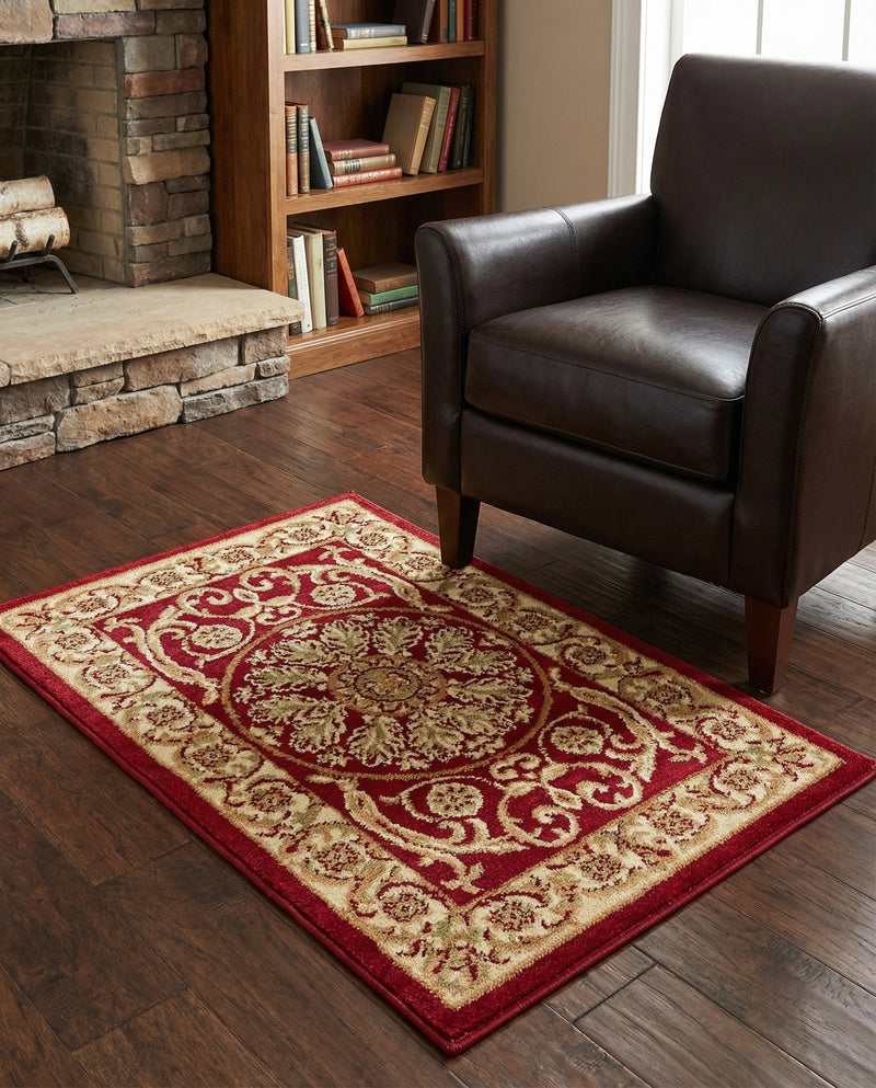 Versailles Elegance Collection Area Rug -  Montreuil Rectangle Red  lifestyle 70