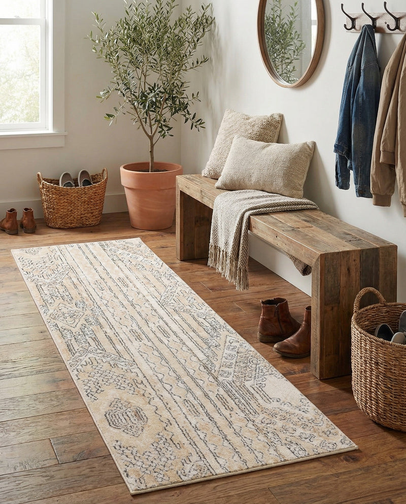 Cascade Range Collection Area Rug - Hood (Ivory) Runner Ivory  lifestyle 84