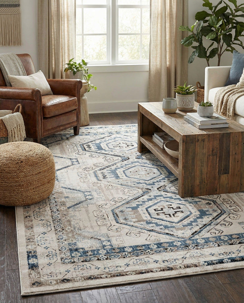 Savannah Elegance Collection Area Rug -  Tybee (Gray Blue) Rectangle Gray Blue  lifestyle 13