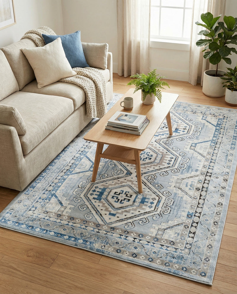 Savannah Elegance Collection Area Rug -  Tybee (Aqua Blue) Rectangle Aqua Blue  lifestyle 9