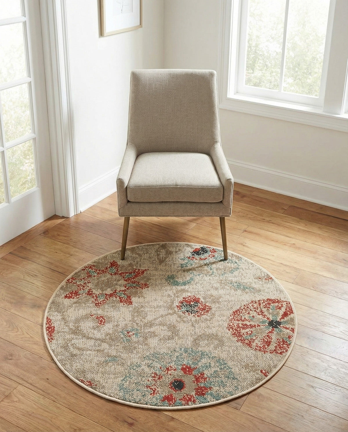 Seaside Blooms Collection Area Rug - Seychelles Round Beige  lifestyle 171