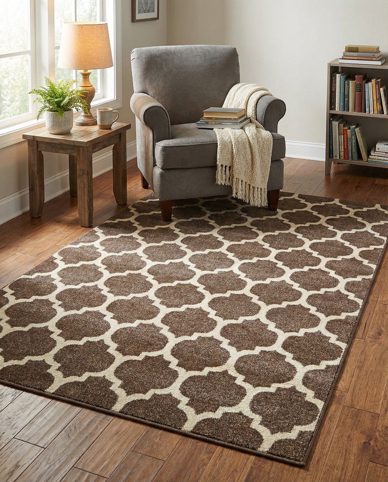 Lattice Gardens Collection Area Rug -  Bloomfield (Brown) Rectangle Brown  lifestyle 8