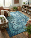 Chateau Elegance Collection Area Rug -  Louvre Rectangle Blue  lifestyle 24