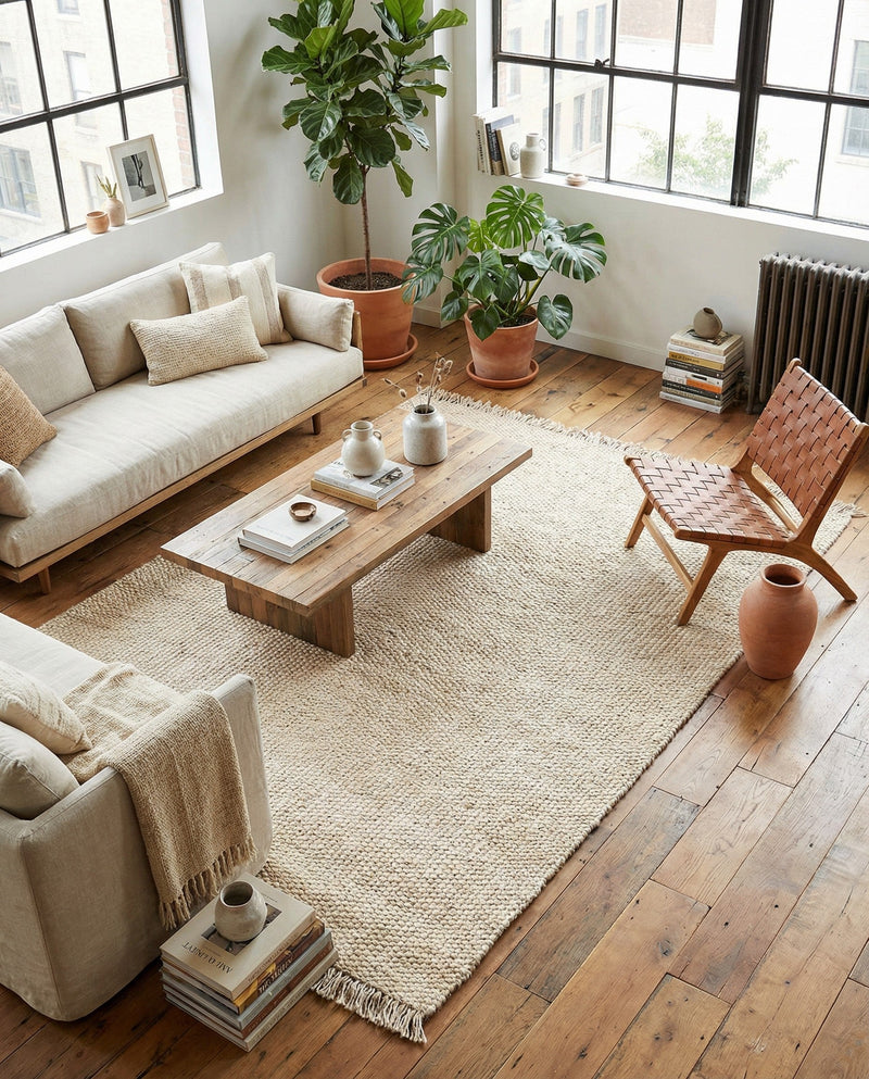 Savannah Jute Collection Area Rug - Seashore Rectangle Ivory  lifestyle 53
