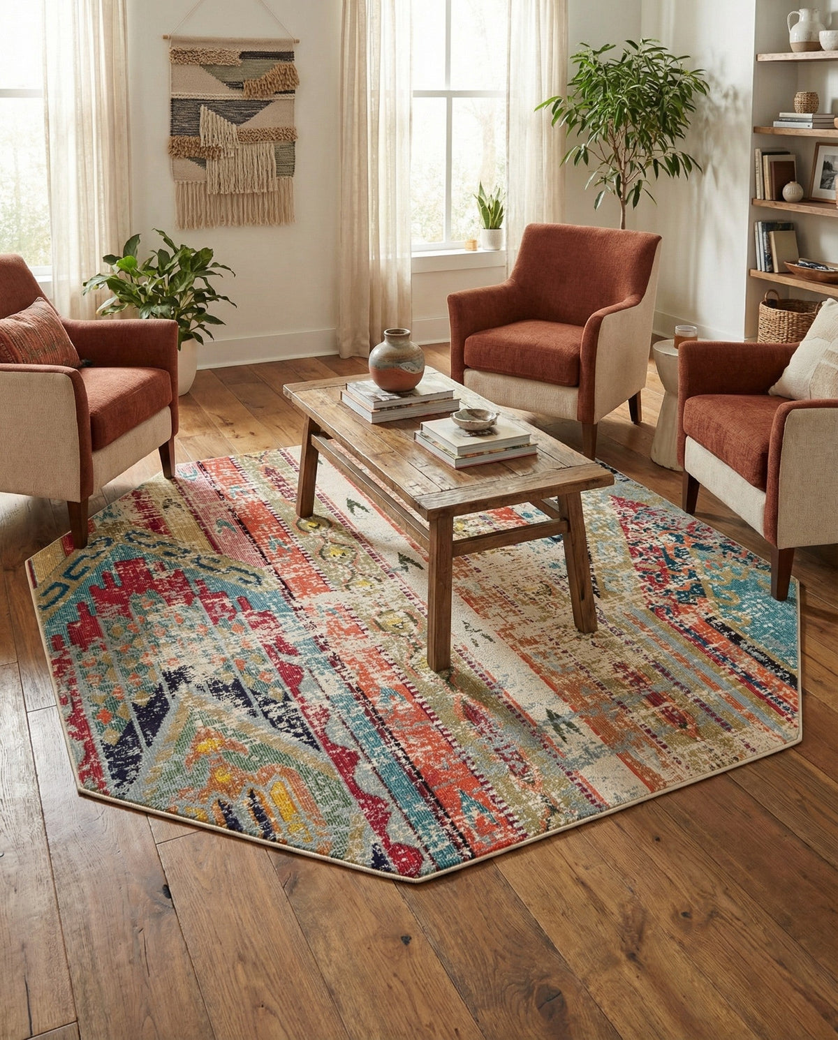 Sedona Vista Collection Area Rug -  Cholla Octagon Multi  lifestyle 137