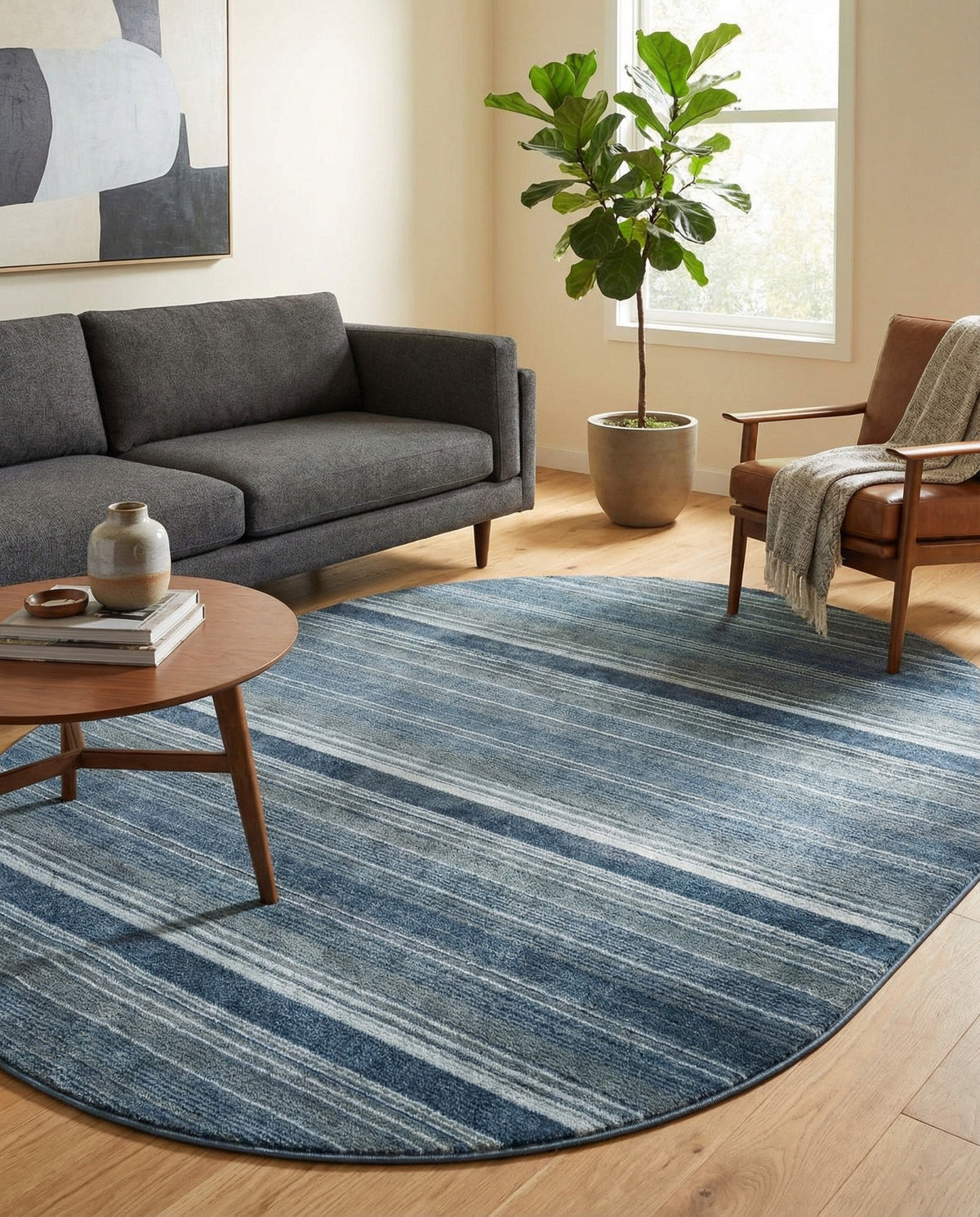 Jewel Oasis Collection Area Rug - Sapphire (Blue) Oval Blue  lifestyle 84