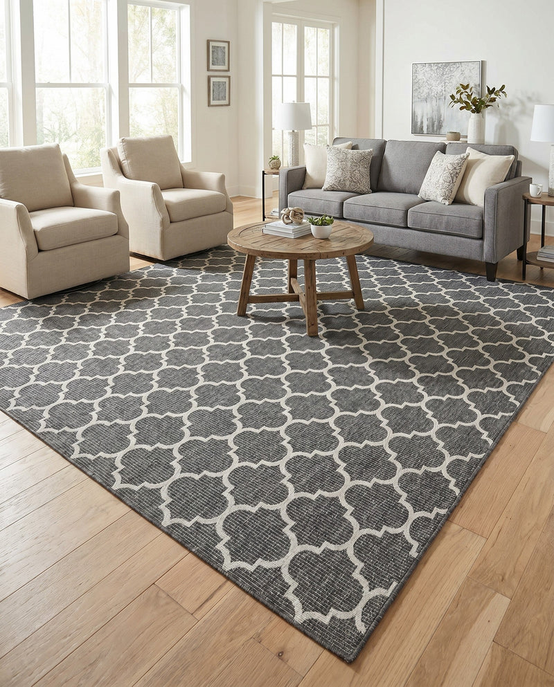 Savannah Pergola Collection Area Rug - Arbor (Black) Square Black  lifestyle 56