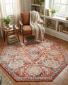 Seville Stripes Collection Area Rug -  Cordoba (Brick Red) Octagon Brick Red  lifestyle 62