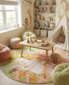 Wonder Tykes Collection Area Rug -  Flutter Round Multi  lifestyle 55