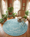 Dover Terrace Collection Area Rug -  Lagoon (Aqua) Round Aqua  lifestyle 57