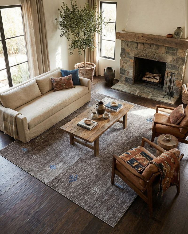 Zagros Shades Collection Area Rug -  Yasuj Rectangle Gray Brown  lifestyle 6