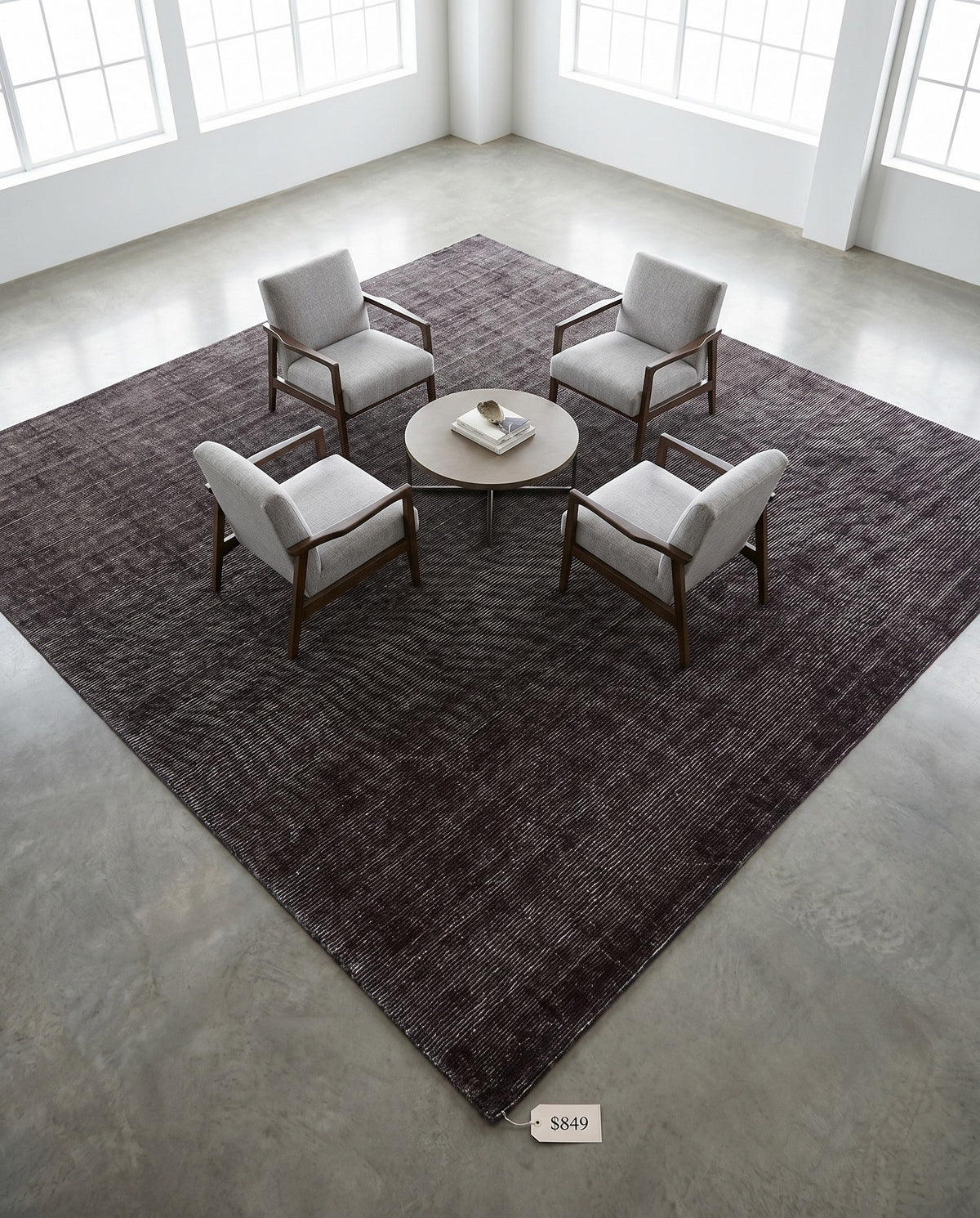 Nordic Loom Geometric Collection Area Rug - Oslo Square Jet Black  lifestyle 170