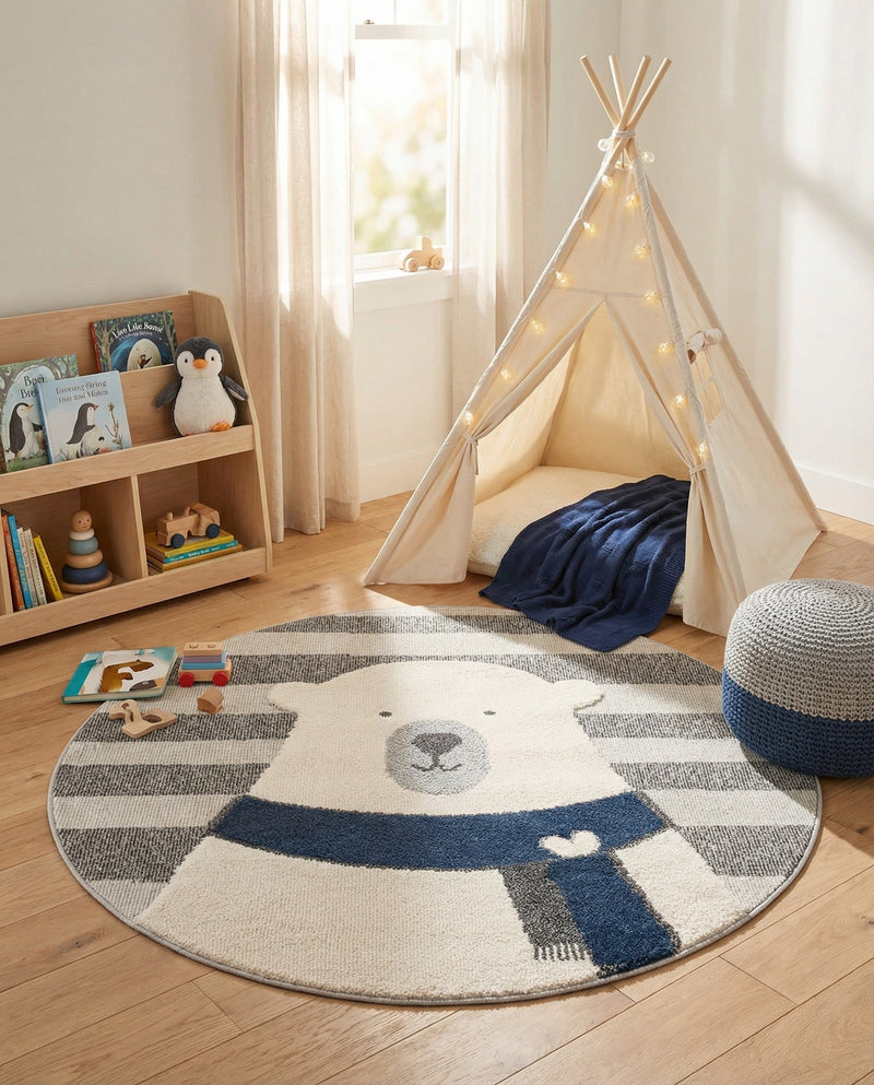 Wonder Tykes Collection Area Rug -  Dreamland Round Gray  lifestyle 44